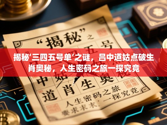 揭秘‘三四五号单’之谜，吕中道姑点破生肖奥秘，人生密码之旅一探究竟